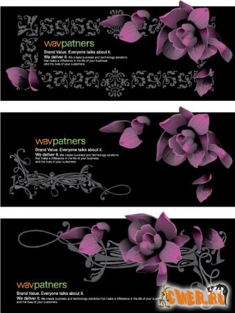 Wav Illustration Elements Series 03 - Violet Flower & Frames