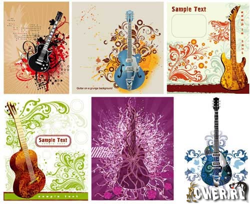 6 Guitar Ornamental Vector