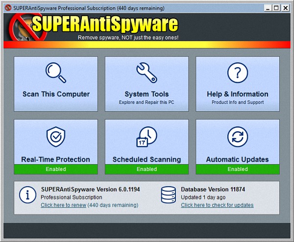 SUPERAntiSpyware Professional 6.0.1194 