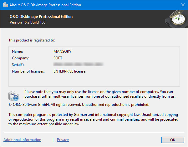 O&O DiskImage Professional 15.2 Build 168