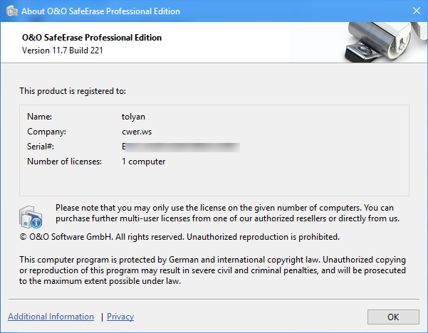 O&O SafeErase Professional Edition