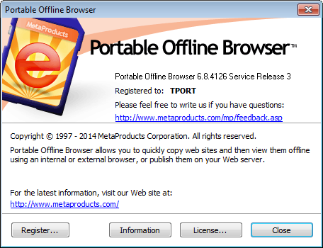 MetaProducts Portable Offline Browser