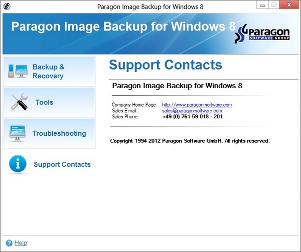 Paragon Image Backup for Windows 8